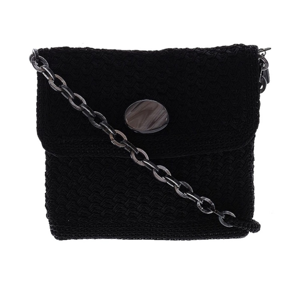 Christian Livingston Collection Woven Knit Black Crossbody